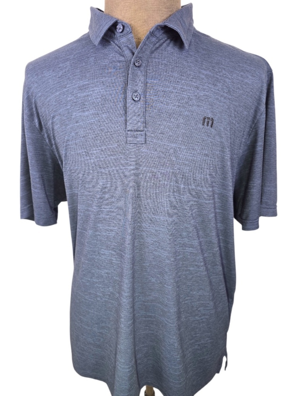 TravisMathew The Heater Polo Heather Blue Mens XXL Performance Golf Shirt 2025